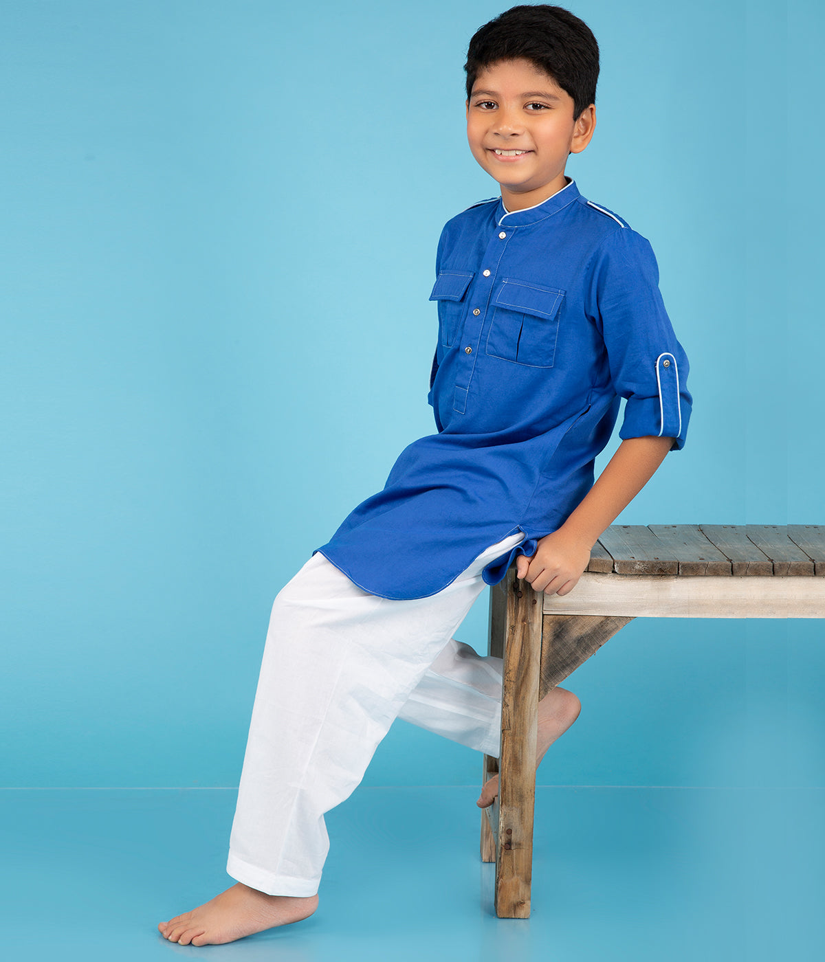 Blue Pathani Kurta With Salwar Gigglebuns Clothing