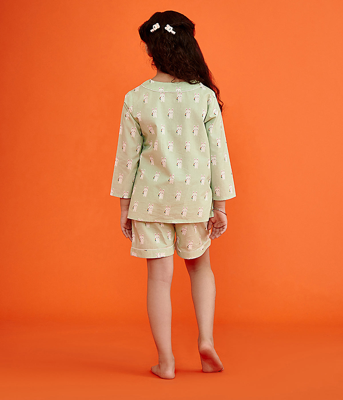 Round Neck Bunny Hopper Print Nightsuit With Shorts