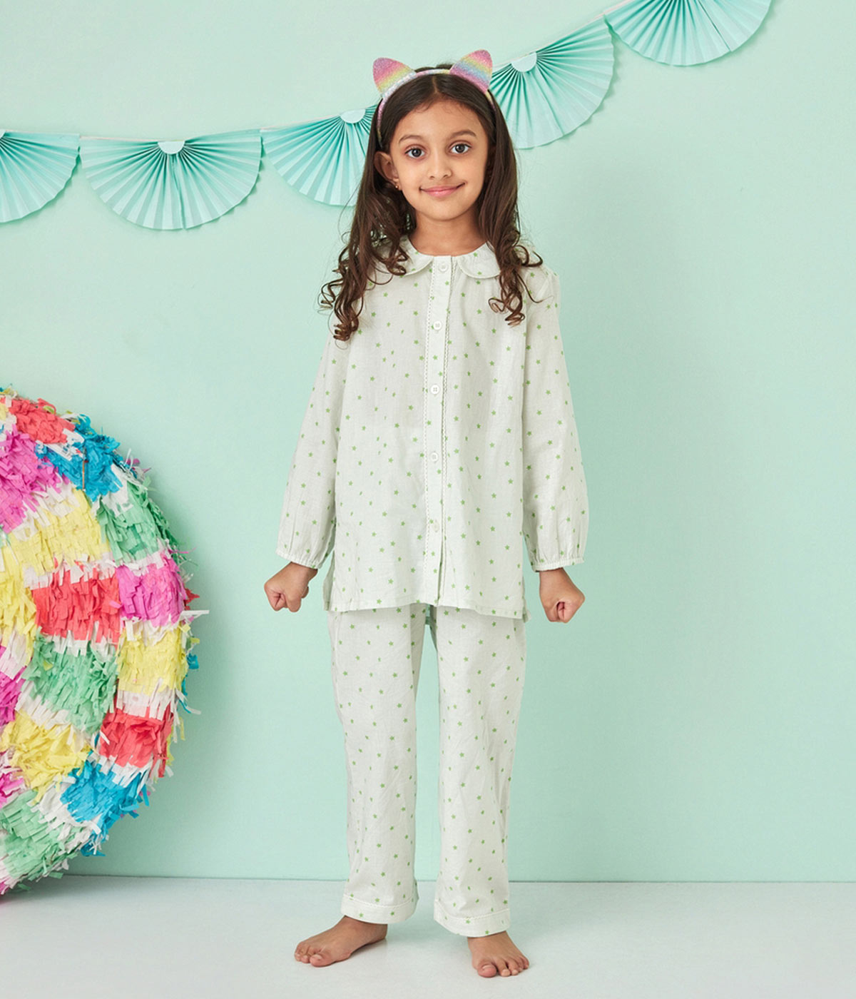 Peterpan Collar Starry Nights Print Nightsuit