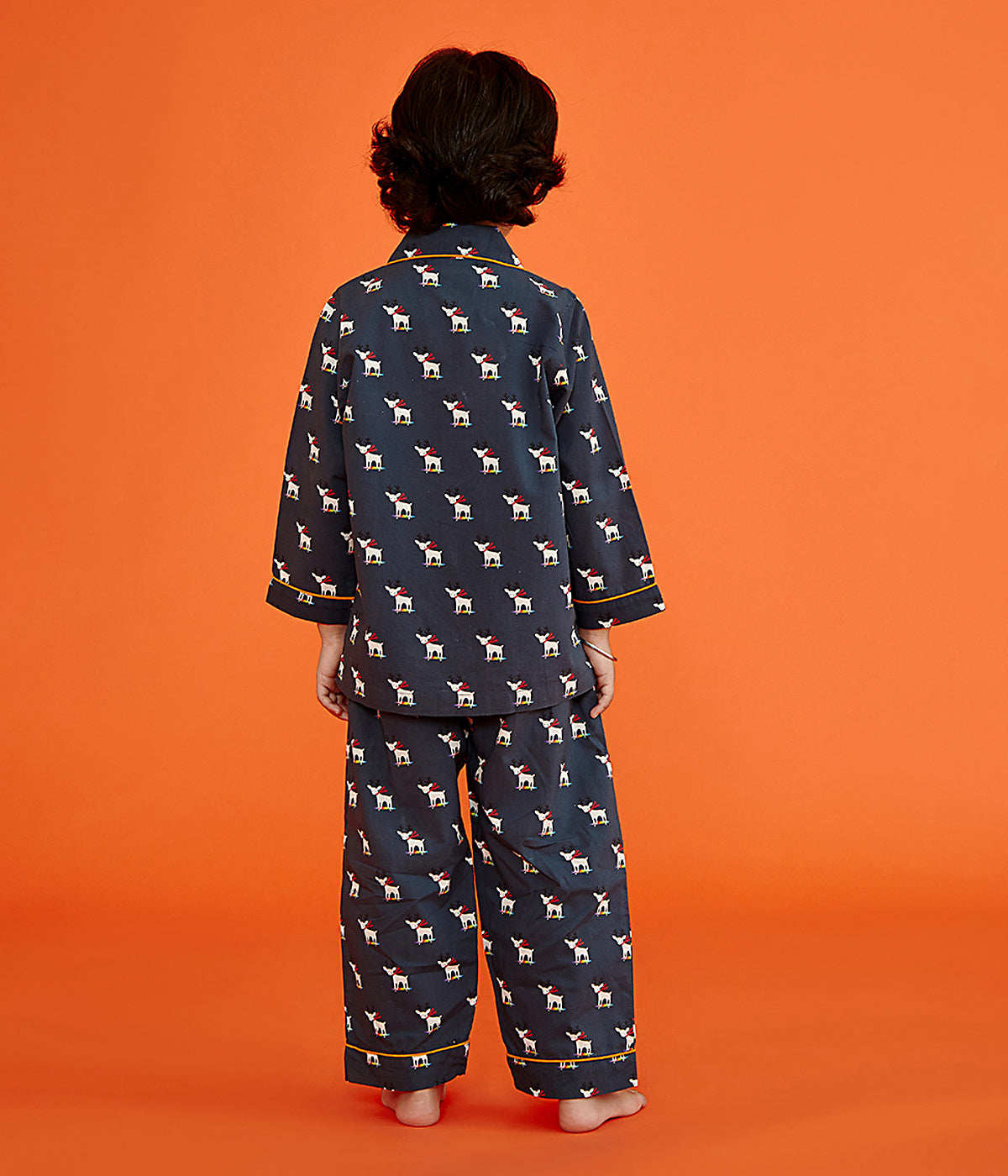 Notch Collared Rudolph The Deer Print Nightsuit